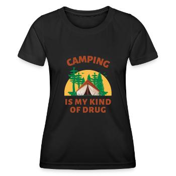 Camping my kind of drug - Women's Functional T-Shirt - black - Front - AI Model Female 172 light (172cm)