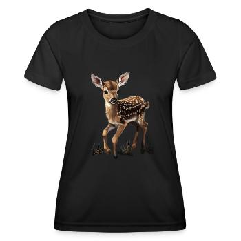 Forêt fauve Nature - T-shirt sport Femme - noir - Devant - AI Model Female 172 light (172cm)