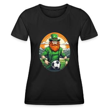 St. Patrick's Day Kleeblatt Fußball - Frauen Funktions-T-Shirt - Schwarz - Vorne - AI Model Female 172 light (172cm)