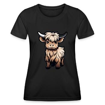 Schottisches Hochlandrind Highland Cattle - Frauen Funktions-T-Shirt - Schwarz - Vorne - AI Model Female 172 light (172cm)