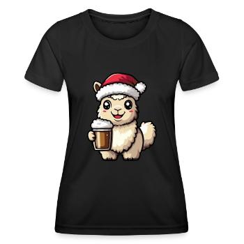 Alpaca Llama Christmas Beer Funny - Women's Functional T-Shirt - black - Front - AI Model Female 172 light (172cm)