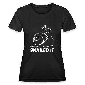 Escargot il - T-shirt sport Femme - noir - Devant - AI Model Female 172 light (172cm)