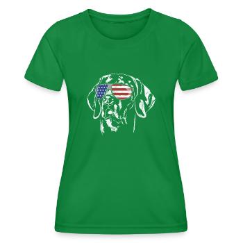 WEIMARANER Amerika Fahne vintage look - Frauen Funktions-T-Shirt - Kelly Green - Vorne - AI Model Female 172 dark (172cm)