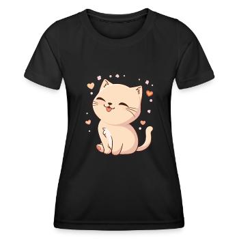 süße Kawaii Katze - süßes Kätzchen - Frauen Funktions-T-Shirt - Schwarz - Vorne - AI Model Female 172 light (172cm)