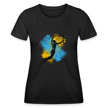 trottinette freestyle - T-shirt sport Femme - noir - Devant - AI Model Female 172 light (172cm)