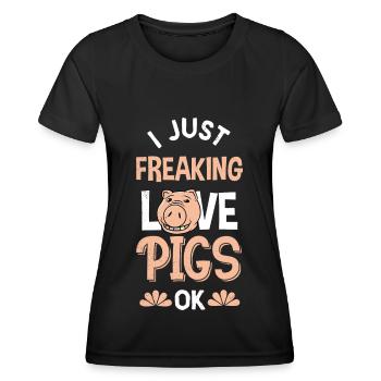 Pig Pig Pigs Domestic pig - Women's Functional T-Shirt - black - Front - AI Model Female 172 light (172cm)