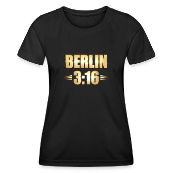 BERLIN 3:16 - Frauen Funktions-T-Shirt - Schwarz - Vorne - AI Model Female 172 light (172cm)