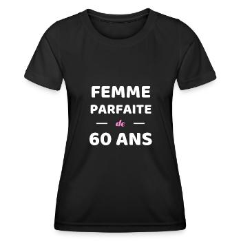 t shirt femme parfaite 60 ans anniversaire 60 ans - T-shirt sport Femme - noir - Devant - AI Model Female 172 light (172cm)