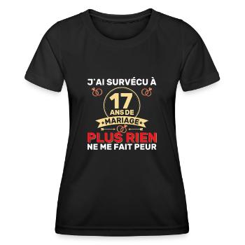 17 Ans De Mariage Noces De Coton Cadeau Mari 17eme - T-shirt sport Femme - noir - Devant - AI Model Female 172 light (172cm)
