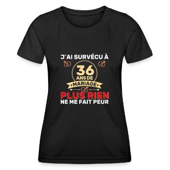 36 Ans De Mariage Noces De Coton Cadeau Mari 36eme - T-shirt sport Femme - noir - Devant - AI Model Female 172 light (172cm)
