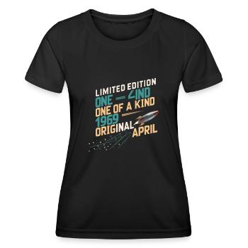 Avril 1969 Anniversaire Avril 1969 Avril - T-shirt sport Femme - noir - Devant - AI Model Female 172 light (172cm)