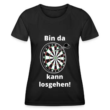 Bin da kann losgehen Darts Dart 180 - Frauen Funktions-T-Shirt - Schwarz - Vorne - AI Model Female 172 light (172cm)