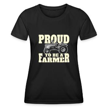 Fier d’être agriculteur. Fier de l’agriculteur. - T-shirt sport Femme - noir - Devant - AI Model Female 172 light (172cm)