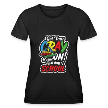 Teacher Crayon Summer Vacation - Women's Functional T-Shirt - black - Front - AI Model Female 172 light (172cm)