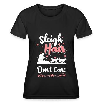 Tobogganing Christmas Winter Sports Wooden Sledge - Women's Functional T-Shirt - black - Front - AI Model Female 172 light (172cm)