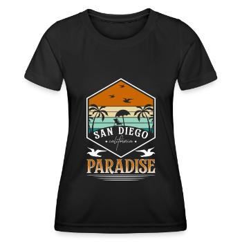 Strand Meer Palme Brise - Frauen Funktions-T-Shirt - Schwarz - Vorne - AI Model Female 172 light (172cm)