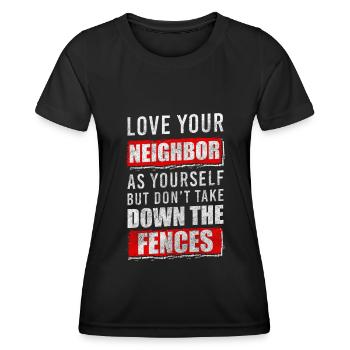 Nachbarschaft Anwohner Einweihungsfeier - Frauen Funktions-T-Shirt - Schwarz - Vorne - AI Model Female 172 light (172cm)