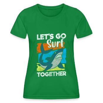 Shark Fin Angler King - Women's Functional T-Shirt - kelly green - Front - AI Model Female 172 dark (172cm)