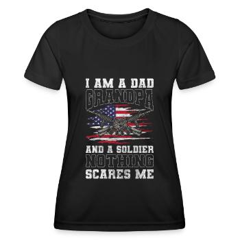 Military Land Dog Day World Peace - Women's Functional T-Shirt - black - Front - AI Model Female 172 light (172cm)