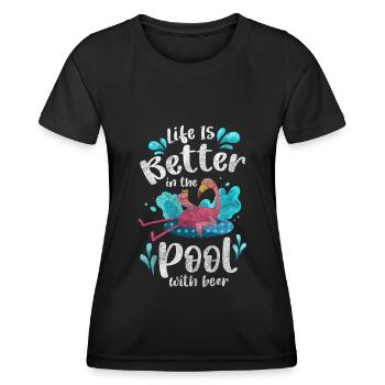 Pool Swimming Summer Alcohol - Women's Functional T-Shirt - black - Front - AI Model Female 172 light (172cm)