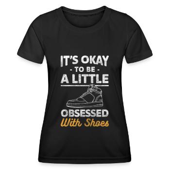 Schuhe Ehefrau Sneaker Kaufsucht - Frauen Funktions-T-Shirt - Schwarz - Vorne - AI Model Female 172 light (172cm)
