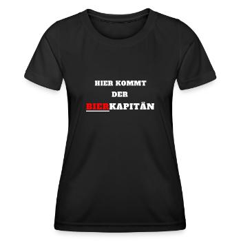 Hier kommt der Bierkapiten - Frauen Funktions-T-Shirt - Schwarz - Vorne - AI Model Female 172 light (172cm)