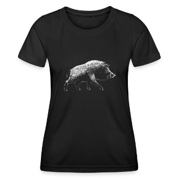 Wildschwein - Frauen Funktions-T-Shirt - Schwarz - Vorne - AI Model Female 172 light (172cm)