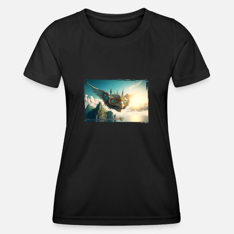 Steampunk Airplane - Women's Functional T-Shirt - black