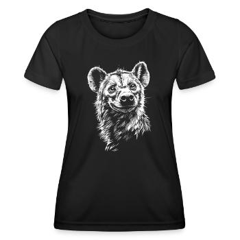 Hyena Spotted Hyena Portrait Wildlife Africa Animals - Women's Functional T-Shirt - black - Front - AI Model Female 172 light (172cm)