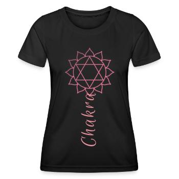 Chakra, fleur, chakra du cœur, symbole, rose - T-shirt sport Femme - noir - Devant - AI Model Female 172 light (172cm)