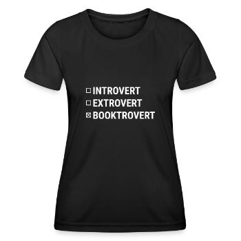Introvertierte Booktrovert Bookish Bibliphile - Frauen Funktions-T-Shirt - Schwarz - Vorne - AI Model Female 172 light (172cm)