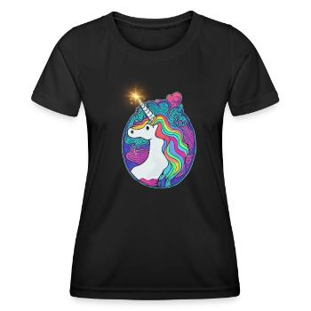 Emblème Licorne - T-shirt sport Femme - noir - Devant - AI Model Female 172 light (172cm)
