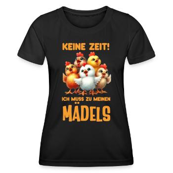 Keine Zeit ich muss zu meinen Mädels Hühner - Frauen Funktions-T-Shirt - Schwarz - Vorne - AI Model Female 172 light (172cm)