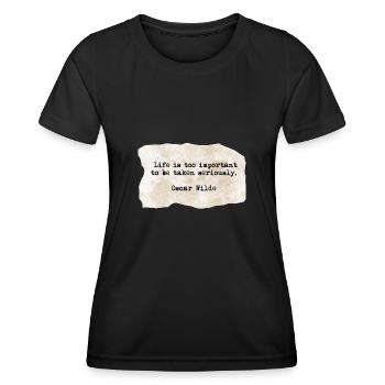Oscar wild quote - T-shirt sport Femme - noir - Devant - AI Model Female 172 light (172cm)