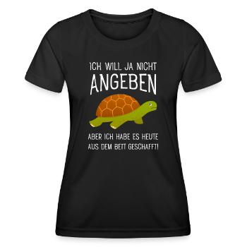 Ich Will Ja Nicht Angeben - Schildkröte Morgen - Frauen Funktions-T-Shirt - Schwarz - Vorne - AI Model Female 172 light (172cm)