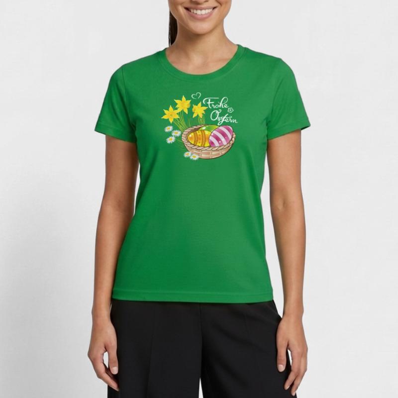 Happy Easter Easter basket Easter eggs Easter flowers eggs Women's Functional T-Shirt