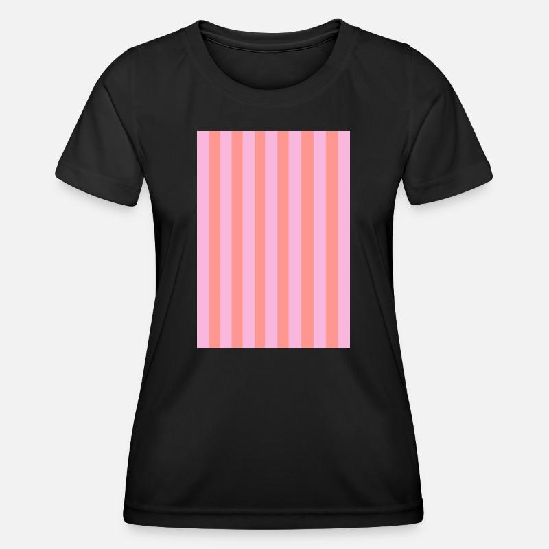 Stripes - Pink Red Customizable - Women's Functional T-Shirt - black