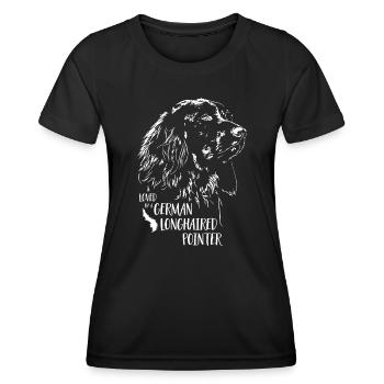 Loved by a German Longhaired Pointer dog saying - Women's Functional T-Shirt - black - Front - AI Model Female 172 light (172cm)