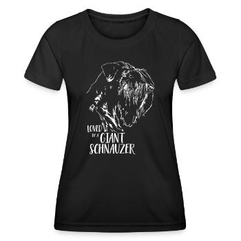 Loved by a Giant Schnauzer Hundespruch Wilsigns - Frauen Funktions-T-Shirt - Schwarz - Vorne - AI Model Female 172 light (172cm)