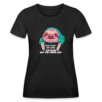 Heut pass' ich ganz extrem auf die Couch auf - Frauen Funktions-T-Shirt - Schwarz - Vorne - AI Model Female 172 light (172cm)
