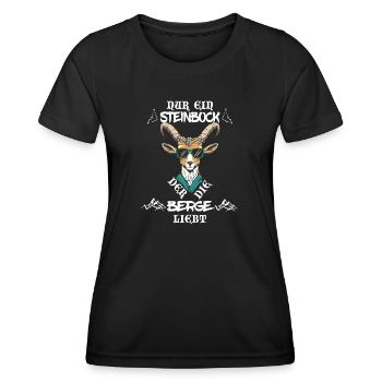 Nur ein Steinbock der die Berge liebt Sternzeichen - Frauen Funktions-T-Shirt - Schwarz - Vorne - AI Model Female 172 light (172cm)