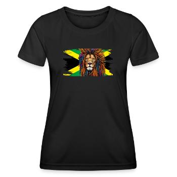 Jamaica Lion Rastafari Reggae Musique - T-shirt sport Femme - noir - Devant - AI Model Female 172 light (172cm)