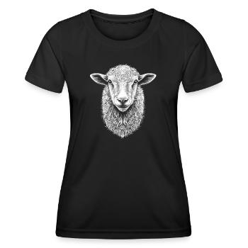 Sheep Portrait Sheep Shepherd Animals - Women's Functional T-Shirt - black - Front - AI Model Female 172 light (172cm)