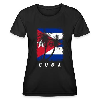 Kuba Flagge Karibik Urlaub Cuba Reise Havanna - Frauen Funktions-T-Shirt - Schwarz - Vorne - AI Model Female 172 light (172cm)