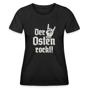 Der Osten rockt Ostdeutschland - Frauen Funktions-T-Shirt - Schwarz - Vorne - AI Model Female 172 light (172cm)