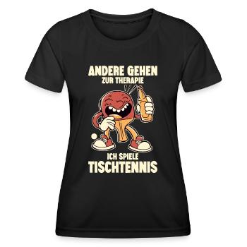 Andere gehen zur Therapie ich spiele Tischtennis - Frauen Funktions-T-Shirt - Schwarz - Vorne - AI Model Female 172 light (172cm)
