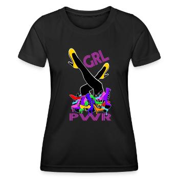 Girl Power High Heels Schuhe - Frauen Funktions-T-Shirt - Schwarz - Vorne - AI Model Female 172 light (172cm)