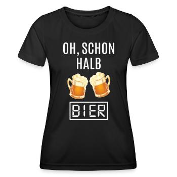 Bier Uhr Bierkrug lustige Sprüche Spruch witzig - Frauen Funktions-T-Shirt - Schwarz - Vorne - AI Model Female 172 light (172cm)