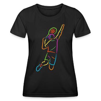 Tennis Player Colorful Tennis Racket Tennis Player - Women's Functional T-Shirt - black - Front - AI Model Female 172 light (172cm)