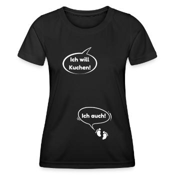 Ich will Kuchen für Schwangere - Frauen Funktions-T-Shirt - Schwarz - Vorne - AI Model Female 172 light (172cm)